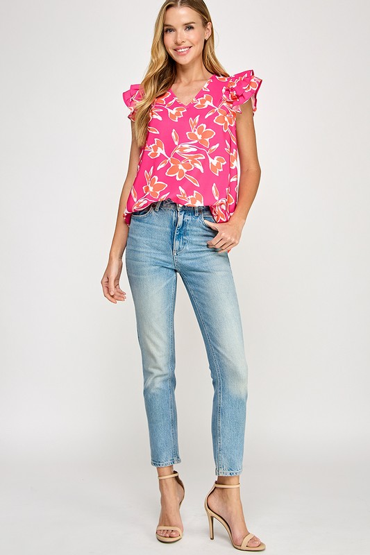Pink floral blouse main image 0